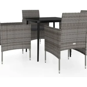 Cesarino 5-delige Tuinset met kussens grijs en zwart Cesarino 5-delige Tuinset met kussens grijs en zwart