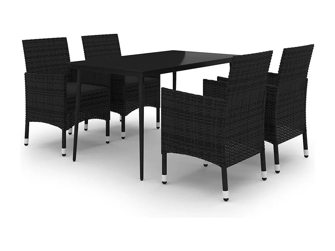Carlinville 5-delige Tuinset met kussens poly rattan en glas