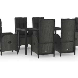 Cisternino 7-delige Tuinset met kussens poly rattan zwart Cisternino 7-delige Tuinset met kussens poly rattan zwart