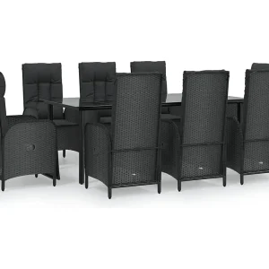 De Haan  9-delige Tuinset poly rattan zwart