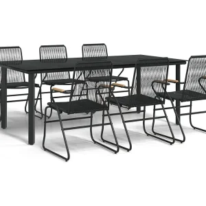 Claudine  7-delige Tuinset PVC-rattan zwart