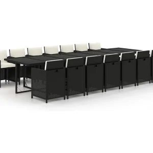 Browns Mills  15-delige Tuinset met kussens poly rattan zwart