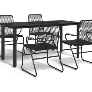 Claudine  5-delige Tuinset PVC-rattan zwart