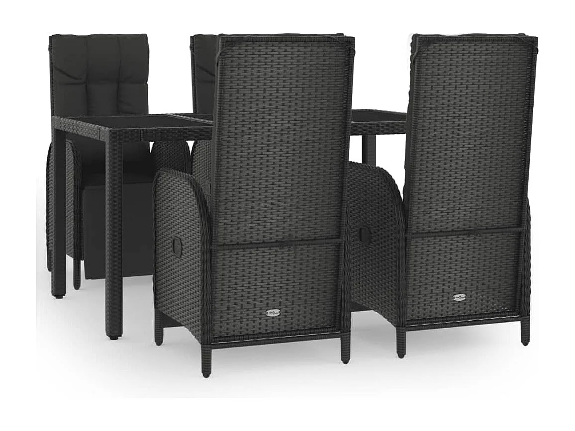 Cisternino 5-delige Tuinset met kussens poly rattan zwart