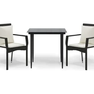 Chelan  3-delige Tuinset met kussens poly rattan zwart