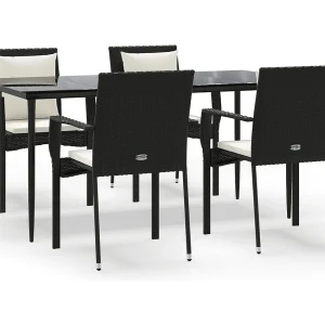 Chelan 5-delige Tuinset met kussens poly rattan zwart Chelan 5-delige Tuinset met kussens poly rattan zwart
