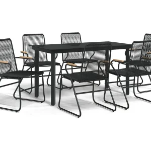Claudine  7-delige Tuinset PVC-rattan zwart