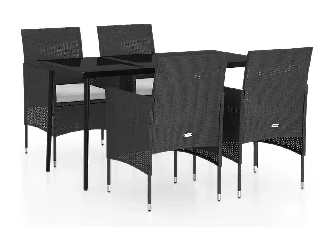 Cesarino 5-delige Tuinset met kussens zwart