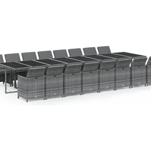 Browns Mills  17-delige Tuinset met kussens poly rattan grijs