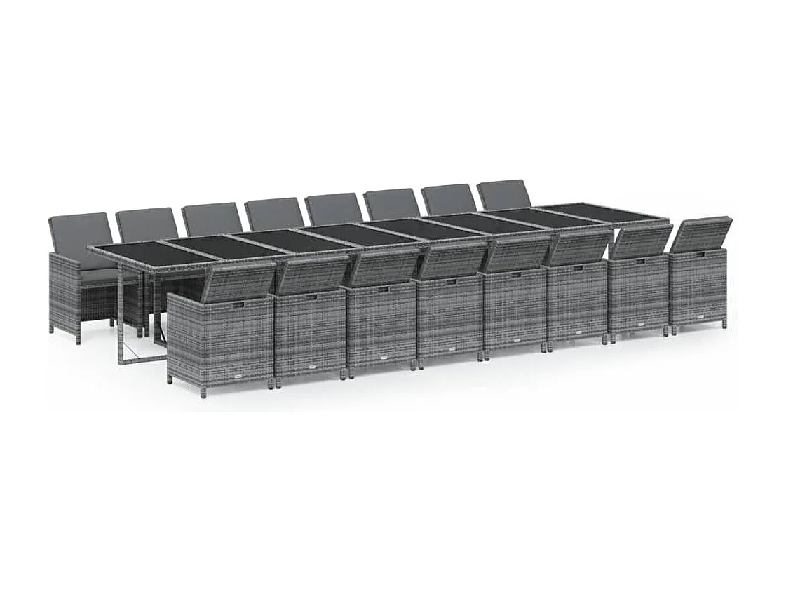 Browns Mills 17-delige Tuinset met kussens poly rattan grijs
