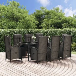Cisternino 9-delige Tuinset poly rattan zwart Cisternino 9-delige Tuinset poly rattan zwart