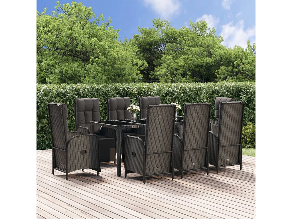 Cisternino 9-delige Tuinset poly rattan zwart