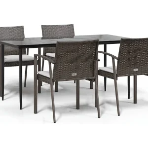 Bucyrus 5-delige Tuinset met kussens poly rattan en staal Bucyrus 5-delige Tuinset met kussens poly rattan en staal