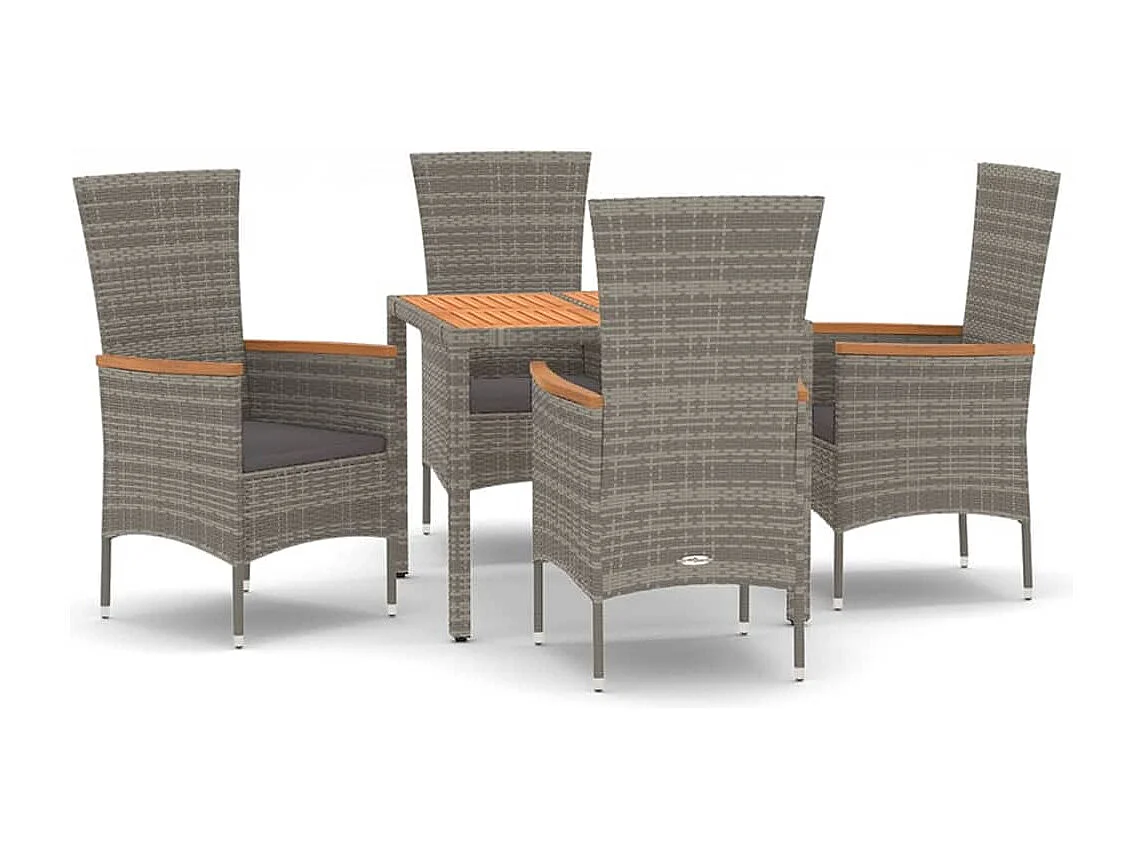 Cape May 5-delige Tuinset met kussens poly rattan grijs