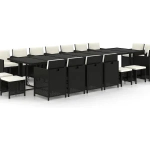 Browns Mills  19-delige Tuinset met kussens poly rattan zwart