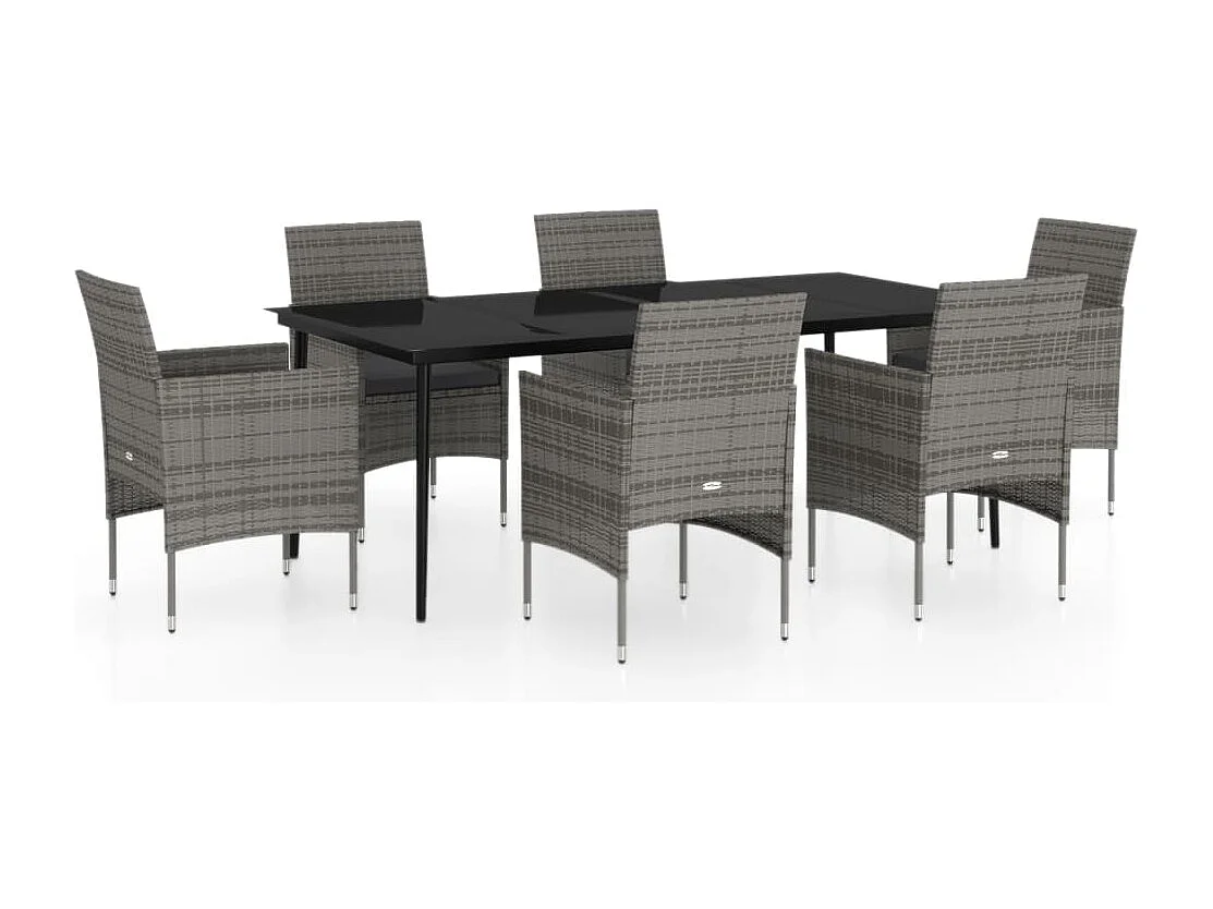Cesarino 7-delige Tuinset met kussens grijs en zwart