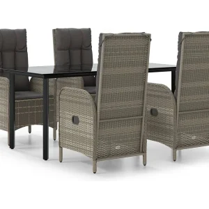 De Haan 5-delige Tuinset met kussens poly rattan zwart en grijs De Haan 5-delige Tuinset met kussens poly rattan zwart en grijs