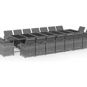 Browns Mills  19-delige Tuinset met kussens poly rattan grijs