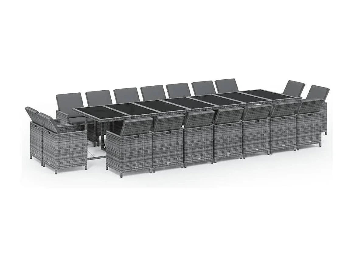 Browns Mills 19-delige Tuinset met kussens poly rattan grijs