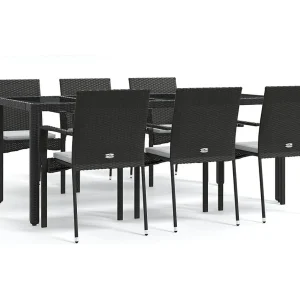 Daniela Patricia 7-delige Tuinset met kussens poly rattan zwart Daniela Patricia 7-delige Tuinset met kussens poly rattan zwart