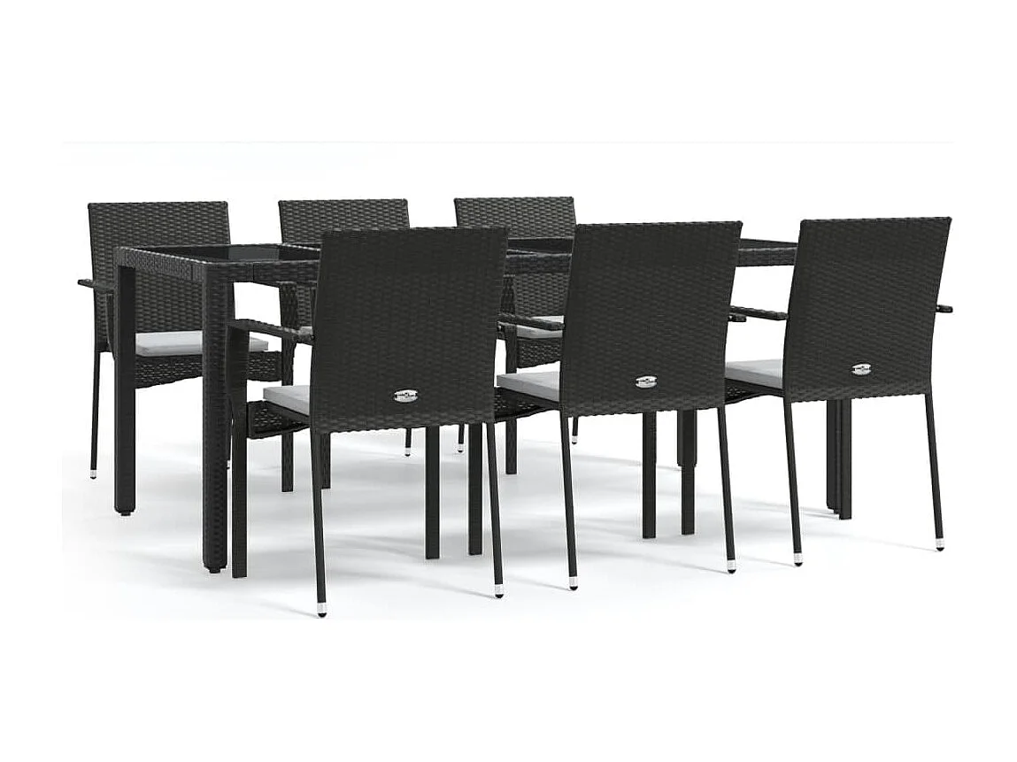 Daniela Patricia 7-delige Tuinset met kussens poly rattan zwart