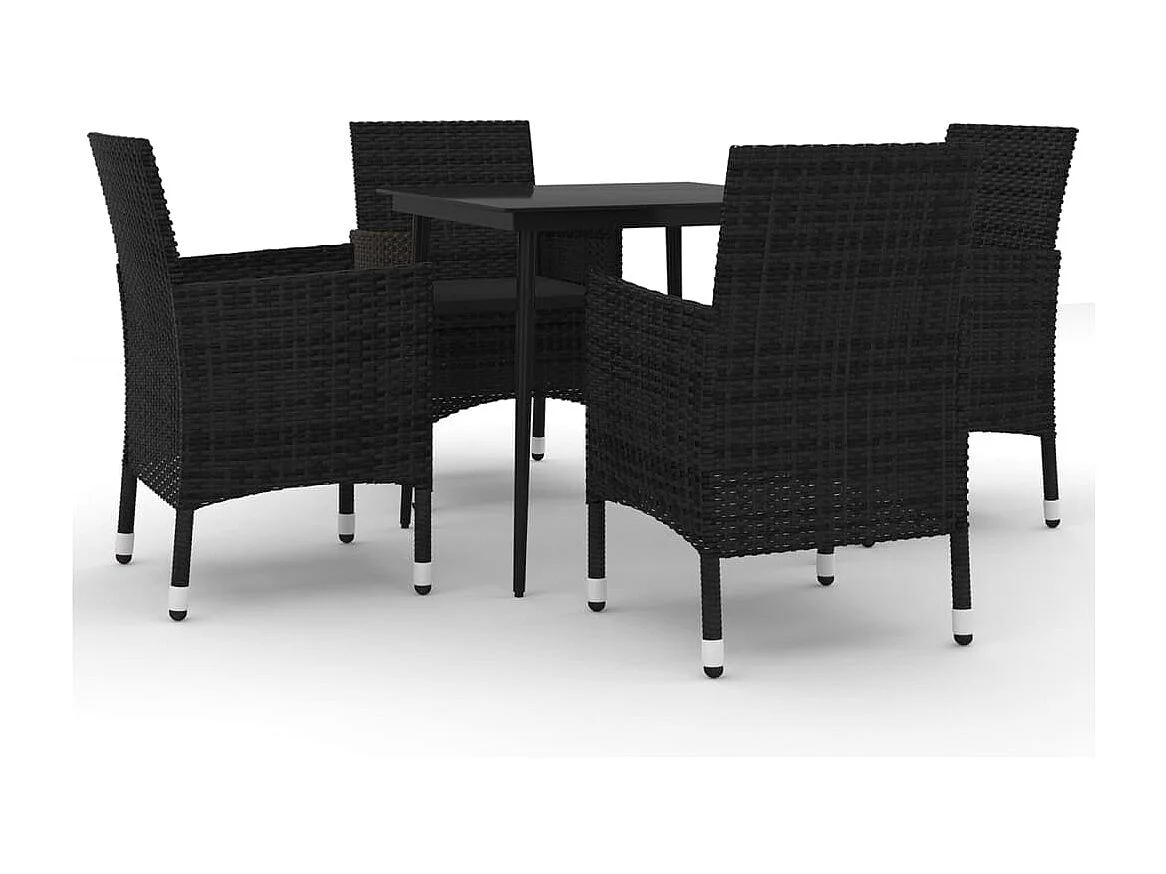 Carlinville 5-delige Tuinset met kussens poly rattan en glas