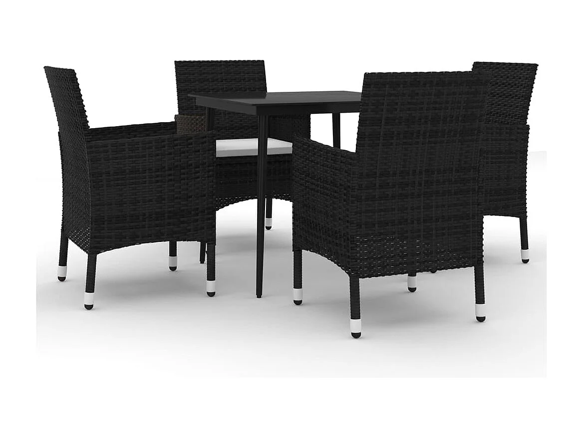 Carlinville 5-delige Tuinset met kussens poly rattan en glas