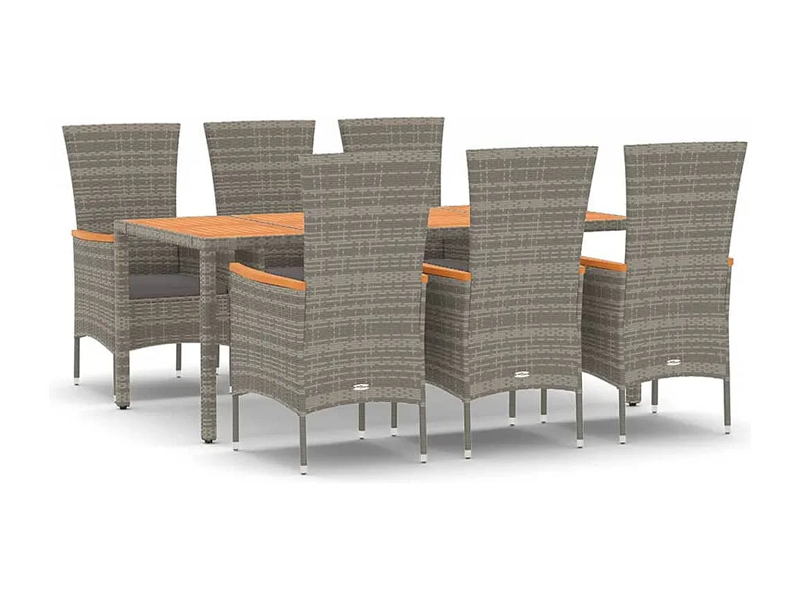 Cape May 7-delige Tuinset met kussens poly rattan grijs