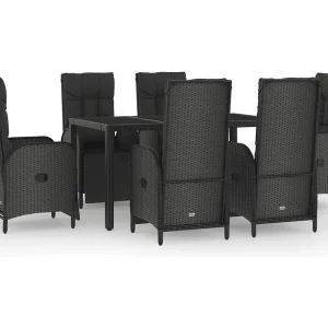 Cisternino 7-delige Tuinset met kussens poly rattan zwart en grijs Cisternino 7-delige Tuinset met kussens poly rattan zwart en grijs