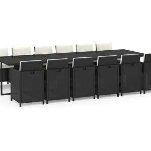 Browns Mills  13-delige Tuinset met kussens poly rattan zwart