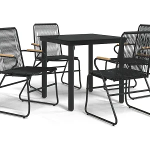 Claudine  5-delige Tuinset PVC-rattan zwart