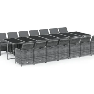 Browns Mills  15-delige Tuinset met kussens poly rattan grijs