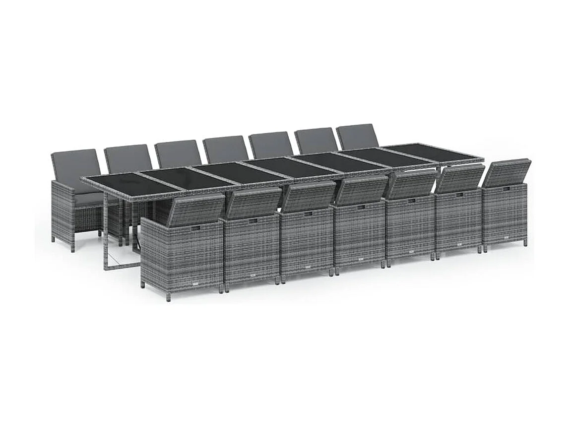 Browns Mills 15-delige Tuinset met kussens poly rattan grijs