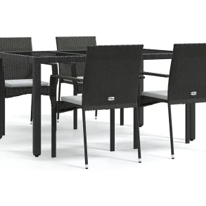 Daniela Patricia 5-delige Tuinset met kussens poly rattan zwart Daniela Patricia 5-delige Tuinset met kussens poly rattan zwart