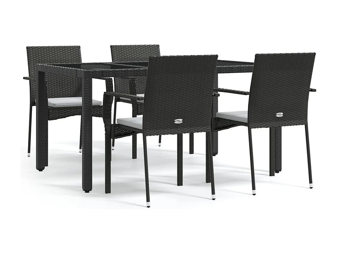 Daniela Patricia 5-delige Tuinset met kussens poly rattan zwart