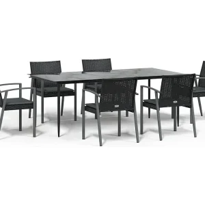 Bucyrus 7-delige Tuinset met kussens poly rattan en staal Bucyrus 7-delige Tuinset met kussens poly rattan en staal