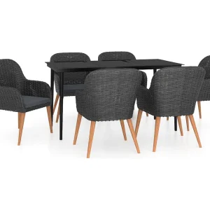 Coole  7-delige Tuinset met kussens zwart