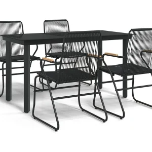 Claudine  5-delige Tuinset PVC-rattan zwart
