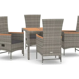 Brunnir 5-delige Tuinset met kussens poly rattan grijs Brunnir 5-delige Tuinset met kussens poly rattan grijs