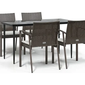 Bucyrus 5-delige Tuinset met kussens poly rattan en staal Bucyrus 5-delige Tuinset met kussens poly rattan en staal