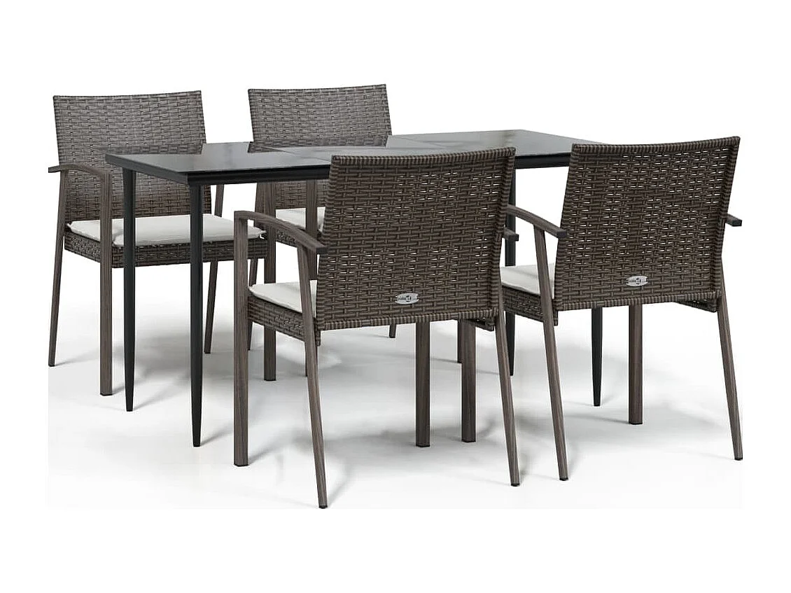 Bucyrus 5-delige Tuinset met kussens poly rattan en staal