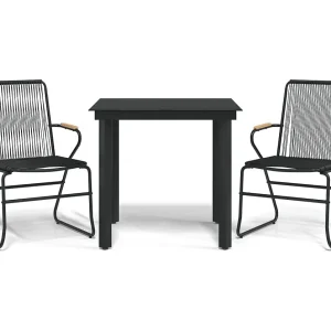 Claudine  3-delige Tuinset PVC-rattan zwart
