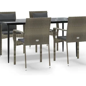 Chelan 5-delige Tuinset met kussens poly rattan zwart en grijs Chelan 5-delige Tuinset met kussens poly rattan zwart en grijs