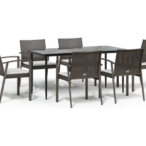 Bucyrus 7-delige Tuinset met kussens poly rattan en staal Bucyrus 7-delige Tuinset met kussens poly rattan en staal