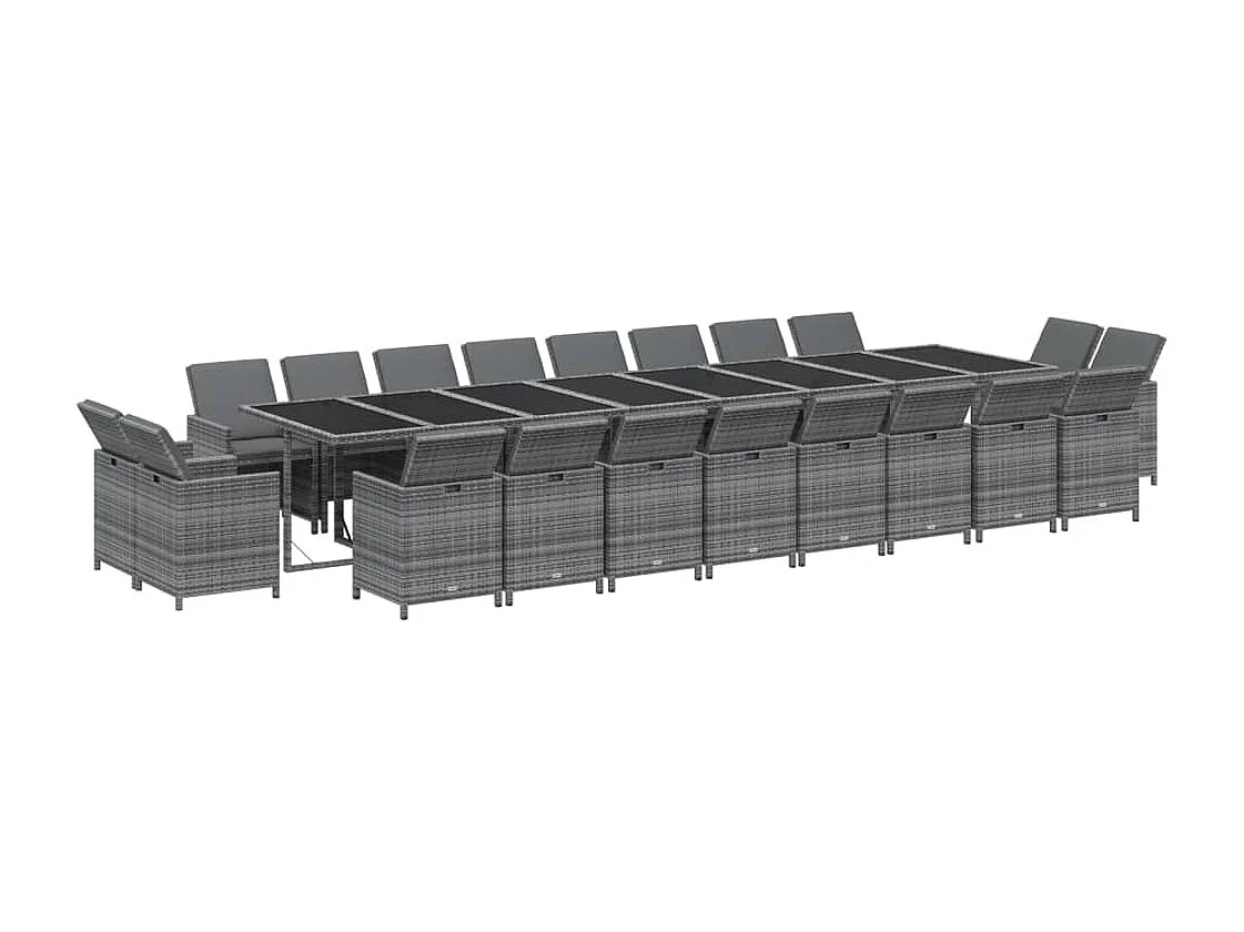 Browns Mills 21-delige Tuinset met kussens poly rattan grijs