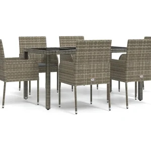 Cotati 7-delige Tuinset met kussens poly rattan grijs Cotati 7-delige Tuinset met kussens poly rattan grijs