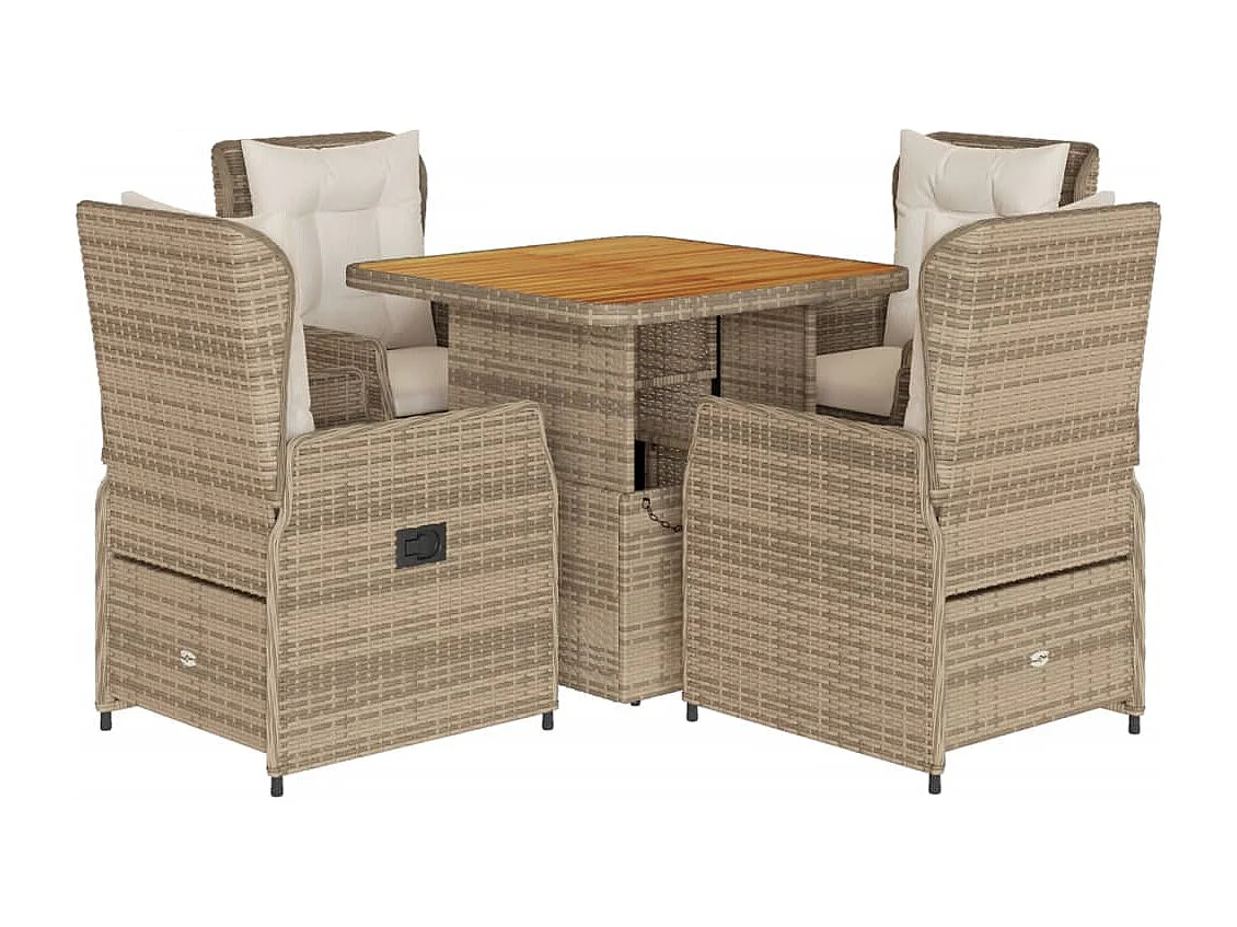 Coleville 5-delige Tuinset met kussens poly rattan beige