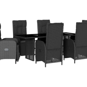 Coon Rapids  7-delige Tuinset met kussens poly rattan zwart