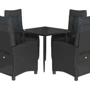 Derravon 5-delige Tuinset met kussens poly rattan zwart Derravon 5-delige Tuinset met kussens poly rattan zwart