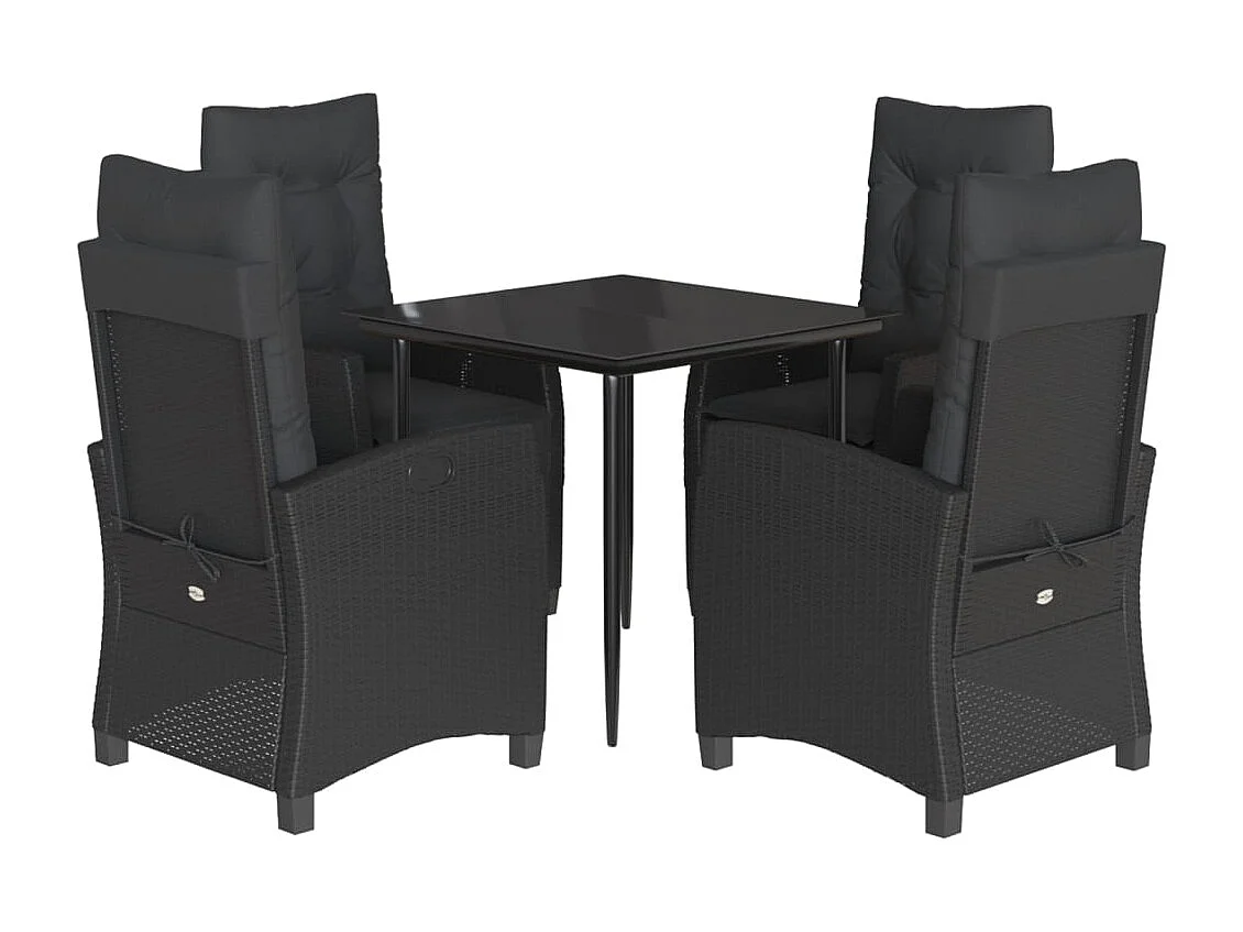Derravon 5-delige Tuinset met kussens poly rattan zwart